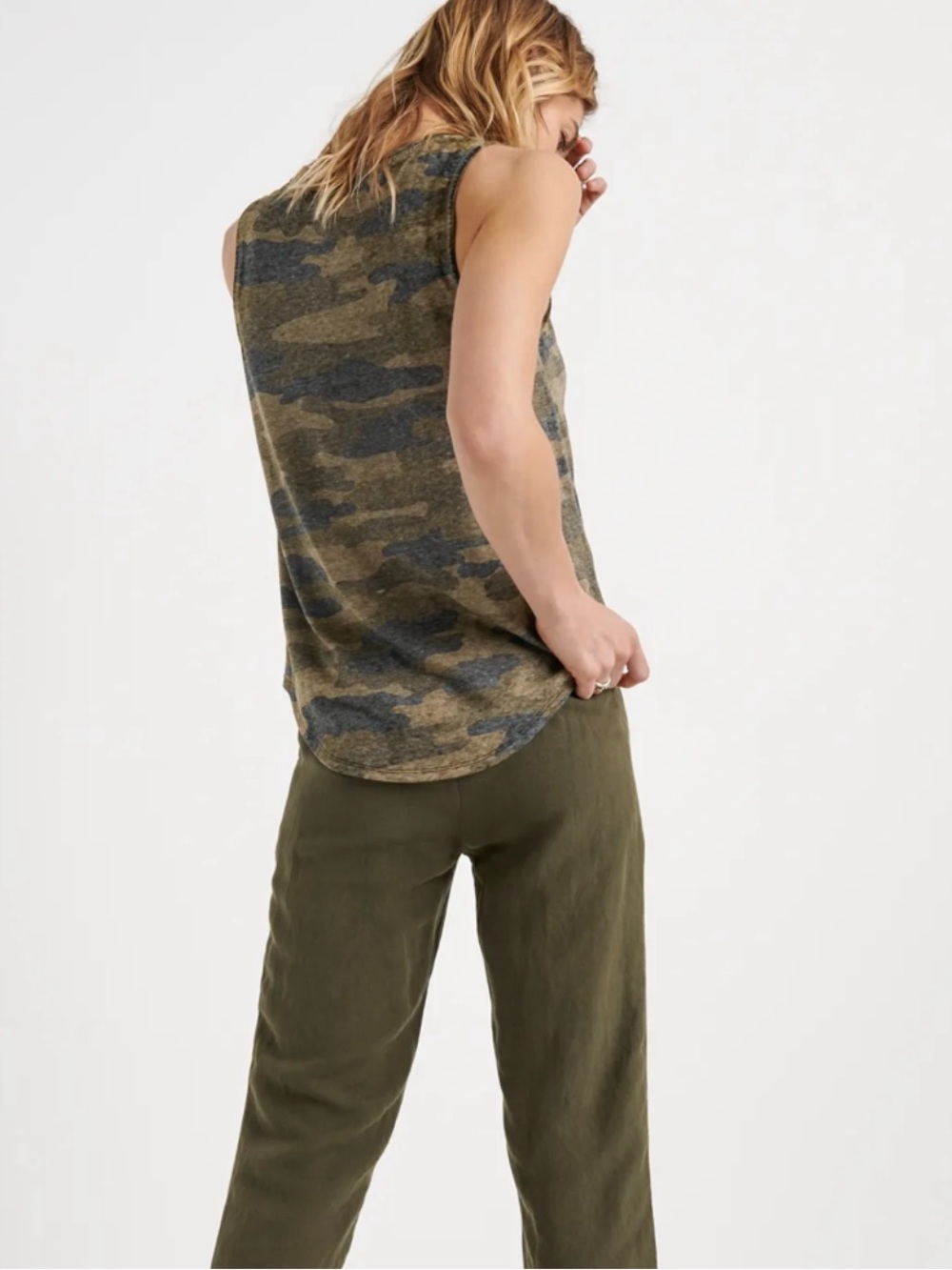 Lucky Brand Camo Tank Top Size L Olive Green Camouflage - Picture 7 of 8